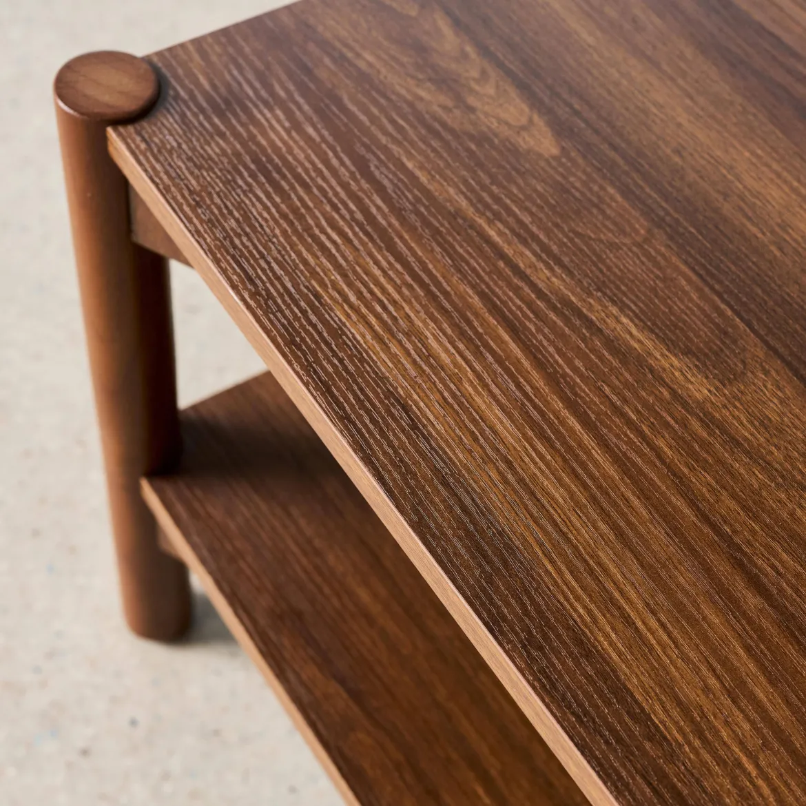 Tavolino rettangolare decorazione legno doppio ripiano
