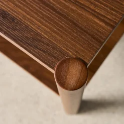 Tavolino rettangolare decorazione legno doppio ripiano