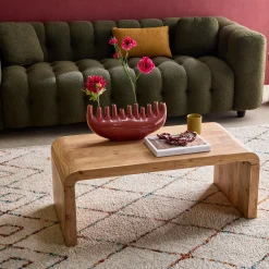 Tavolino rettangolare in legno massello di acacia