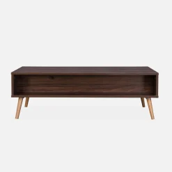 Tavolino scandinavo in vimini, 1 cassetto