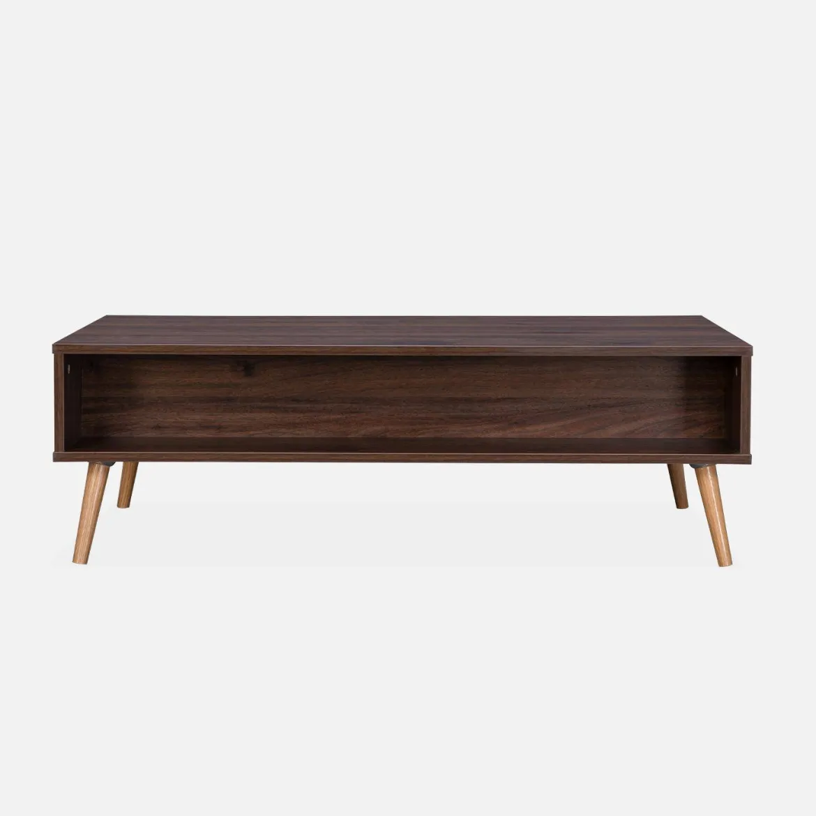 Tavolino scandinavo in vimini, 1 cassetto