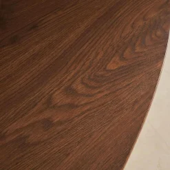 Tavolino triangolare con gambe cromate e effetto legno