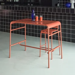 Tavolo alto da giardino in acciaio, 4 posti, 120cm