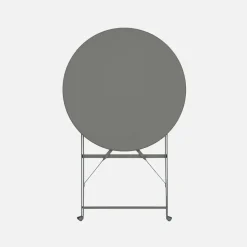 Tavolo da giardino bistrot pieghevole in acciaio, 2 posti, Ø60cm