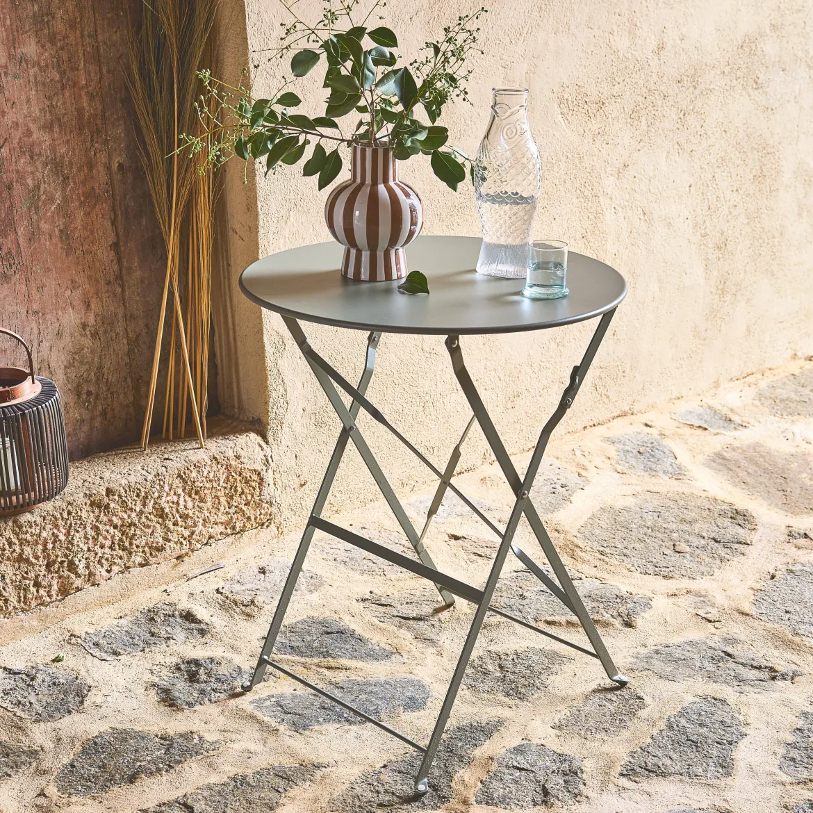 Tavolo da giardino bistrot pieghevole in acciaio, 2 posti, Ø60cm