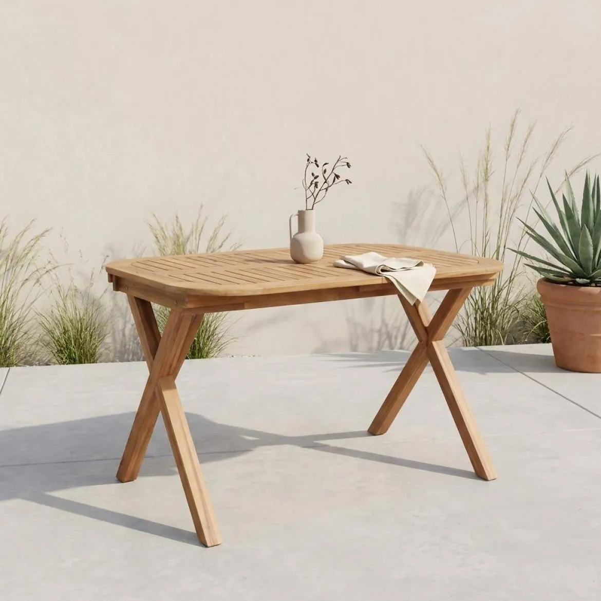 Tavolo da giardino estensibile in legno di acacia, 4-6 posti