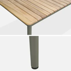 Tavolo da giardino in legno, piano in teak, struttura in acciaio, 10 posti