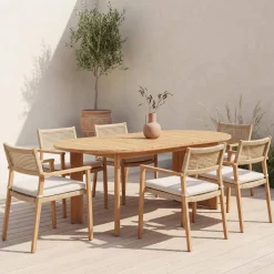 Tavolo da giardino ovale in legno di acacia, 6 posti