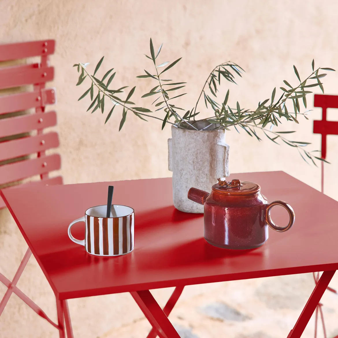 Tavolo da giardino pieghevole in acciaio, 2 posti, 70cm
