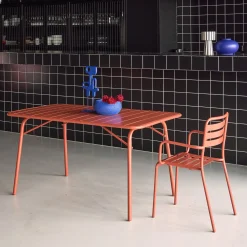 Tavolo da giardino pieghevole in metallo 6 posti, 140cm
