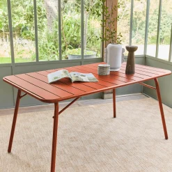 Tavolo da giardino pieghevole in metallo 6 posti, 140cm