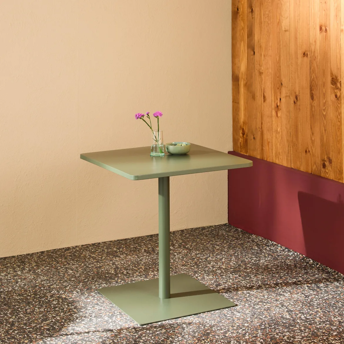 Tavolo da giardino quadrato in acciaio, 70cm