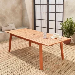 Tavolo da giardino rettangolare allungabile in legno, 8 a 10 posti
