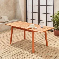 Tavolo da giardino rettangolare allungabile in legno, 6 a 10 posti