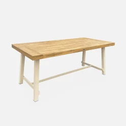 Tavolo da interno/esterno in legno e metallo, 6-8 posti