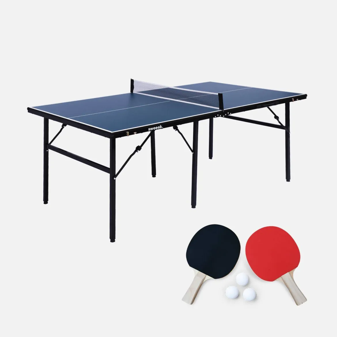Tavolo da ping pong per interni con 2 racchette e 3 palline, 180cm