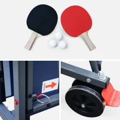 Tavolo da ping pong per interni 274cm con 2 racchette e 3 palline + custodia in PVC