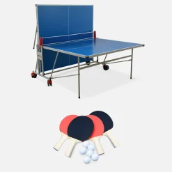 Tavolo da ping pong pieghevole per esterni con 4 racchette e 6 palline, 274cm