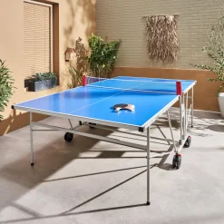 Tavolo da ping pong pieghevole per esterni con 4 racchette e 6 palline, 274cm