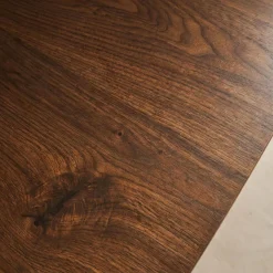 Tavolo da pranzo quadrato effetto legno con gambe in metallo nero 4 posti