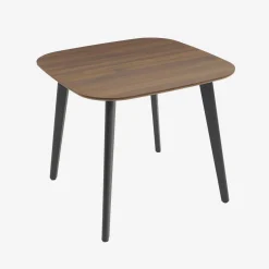 Tavolo da pranzo quadrato effetto legno con gambe in metallo nero 4 posti
