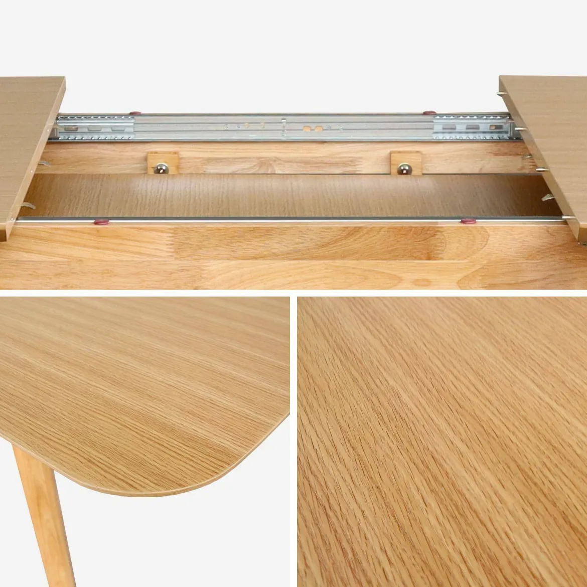 Tavolo da pranzo rettangolare allungabile 160 - 210 cm, rivestito in rovere e metallo
