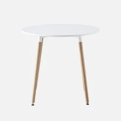 Tavolo da pranzo rotondo scandinavo in legno 2 posti