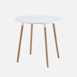 Tavolo da pranzo rotondo scandinavo in legno 2 posti