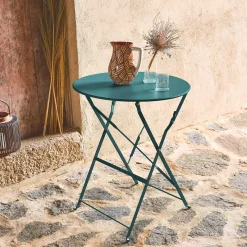 Tavolo da giardino bistrot pieghevole in acciaio, 2 posti, Ø60cm