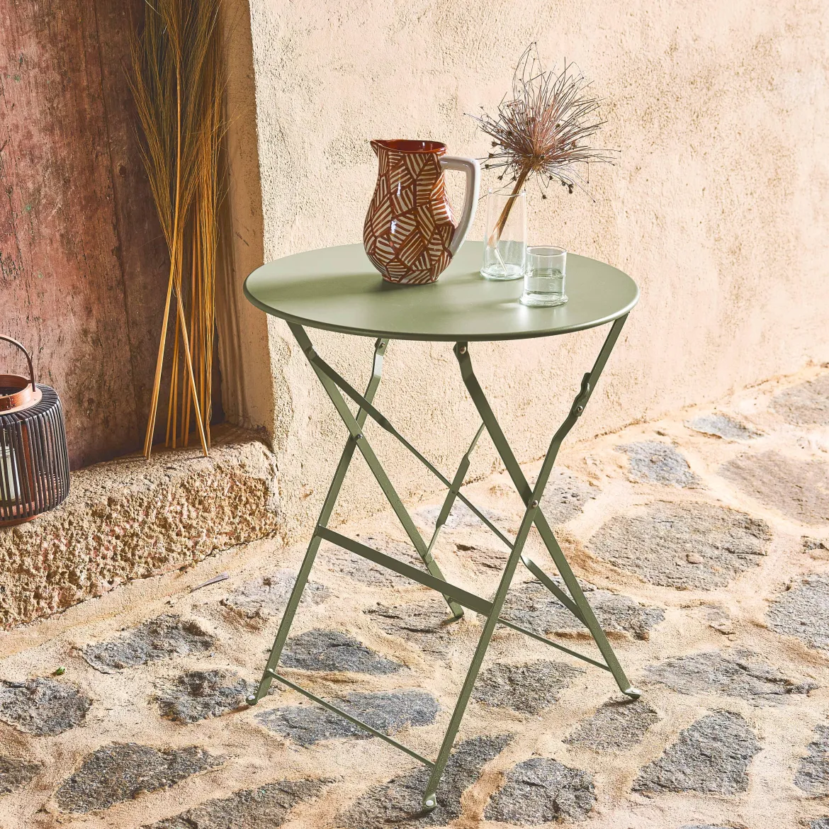 Tavolo da giardino bistrot pieghevole in acciaio, 2 posti, Ø60cm