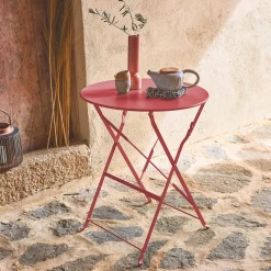 Tavolo da giardino bistrot pieghevole in acciaio, 2 posti, Ø60cm