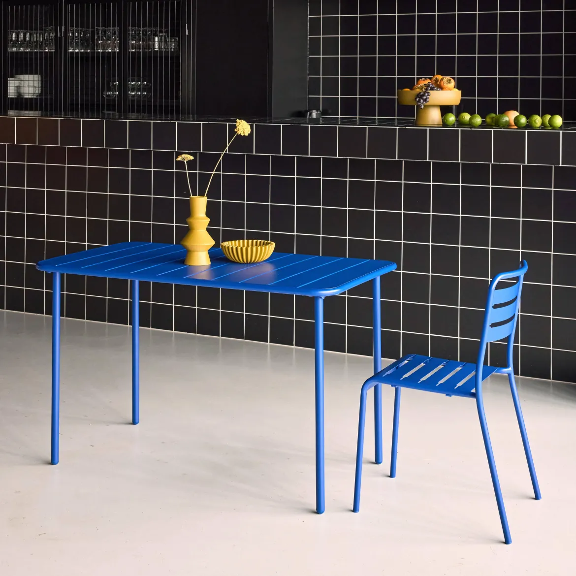 Tavolo da giardino in acciaio, 4 posti, 120cm