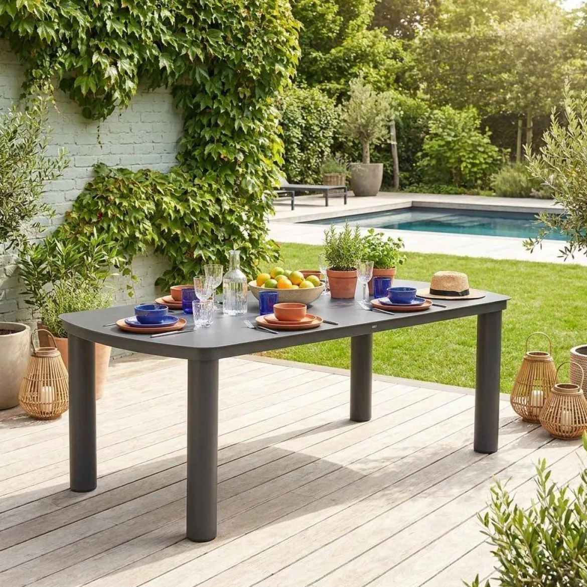 Tavolo da giardino in alluminio, 10 posti