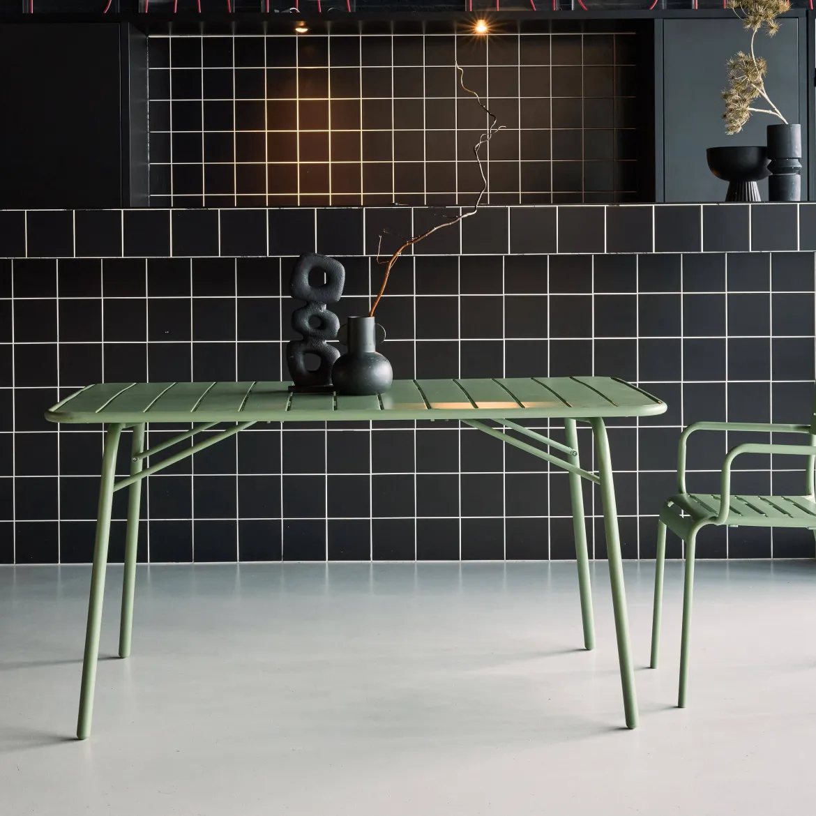 Tavolo da giardino pieghevole in metallo 6 posti, 140cm