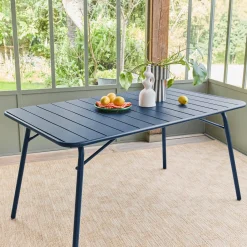 Tavolo da giardino pieghevole in metallo 6 posti, 140cm