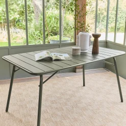 Tavolo da giardino pieghevole in metallo 6 posti, 140cm
