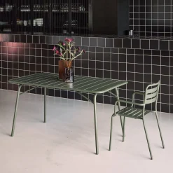 Tavolo da giardino pieghevole in metallo 6 posti, 140cm