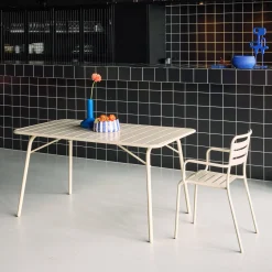 Tavolo da giardino pieghevole in metallo 6 posti, 140cm