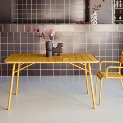 Tavolo da giardino pieghevole in metallo 6 posti, 140cm