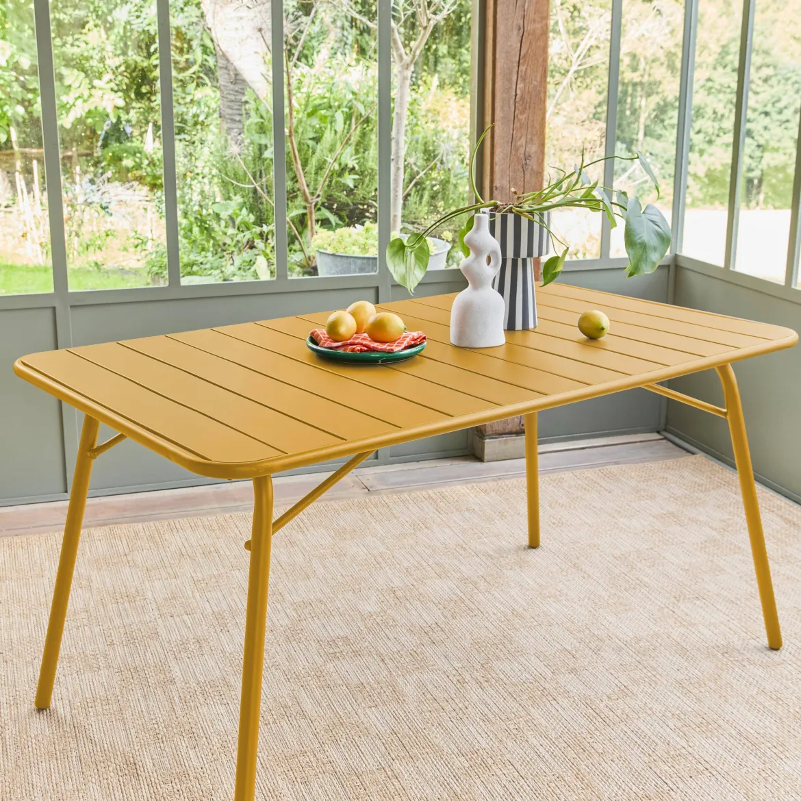 Tavolo da giardino pieghevole in metallo 6 posti, 140cm