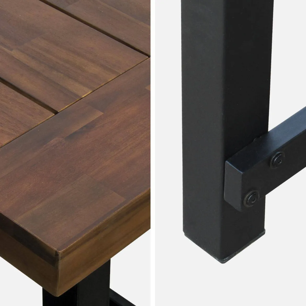 Tavolo da interno/esterno in legno e metallo, 6-8 posti