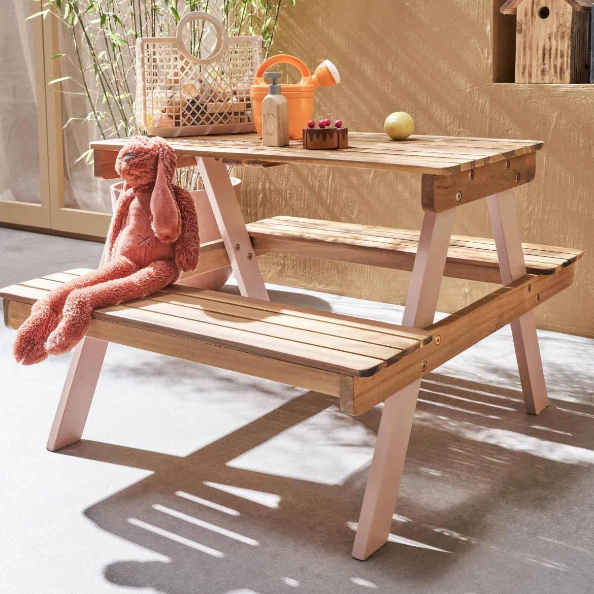 Tavolo da picnic in legno per bambini, 2 posti a sedere