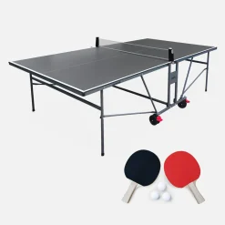 Tavolo da ping pong per interni piegabile con 2 racchette e 3 palline, 274cm