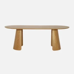 Tavolo da pranzo ovale decorato in legno, 8 posti