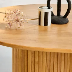 Tavolo da pranzo ovale in legno di hevea e impiallacciatura di rovere 8 posti