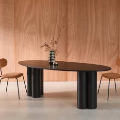 Tavolo da pranzo ovale in legno di hevea e impiallacciato rovere 8 posti