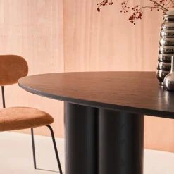 Tavolo da pranzo ovale in legno di hevea e impiallacciato rovere 8 posti