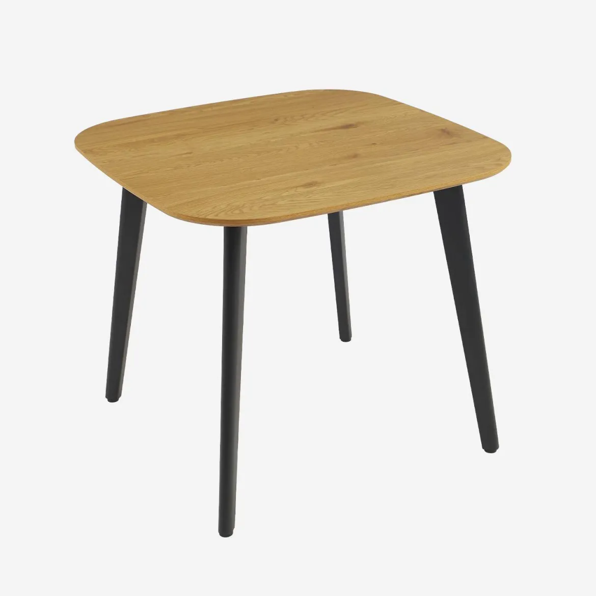 Tavolo da pranzo quadrato effetto legno con gambe in metallo nero 4 posti