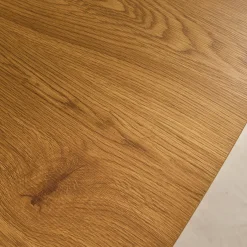Tavolo da pranzo quadrato effetto legno con gambe in metallo nero 4 posti