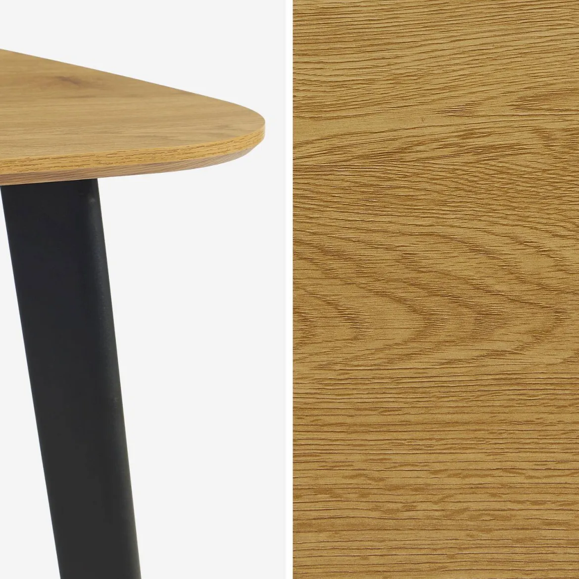 Tavolo da pranzo quadrato effetto legno con gambe in metallo nero 4 posti